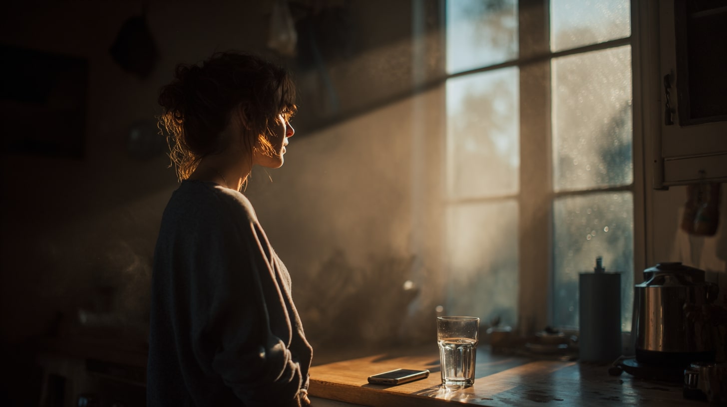 Personne observant la lumière du matin pour illustrer la science présente dans la vie quotidienne.